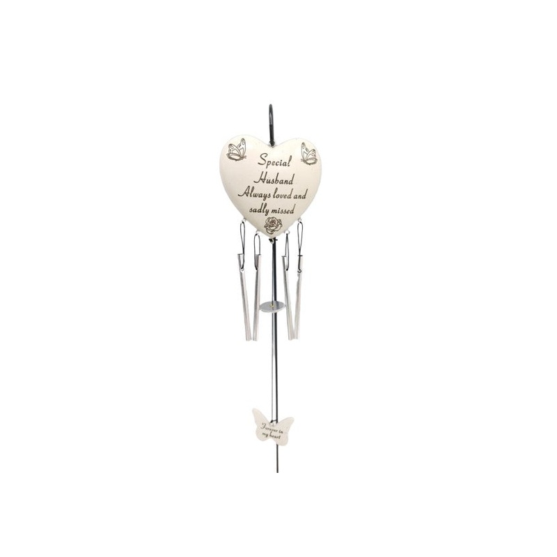 Memorial Heart Windchime  & Hanging Crook Stick – Special Husband