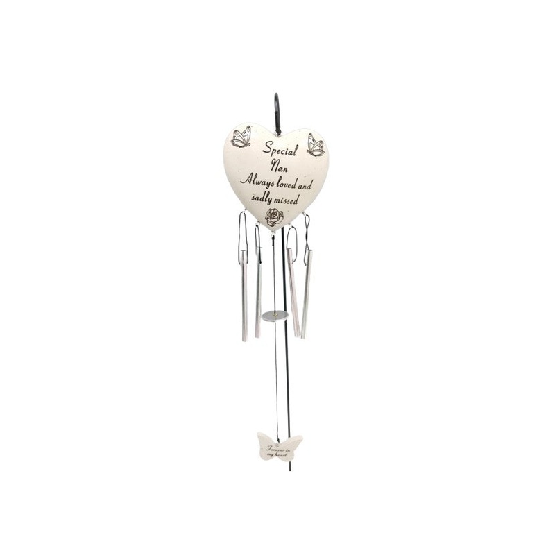 Memorial Heart Windchime  & Hanging Crook Stick – Special Nan