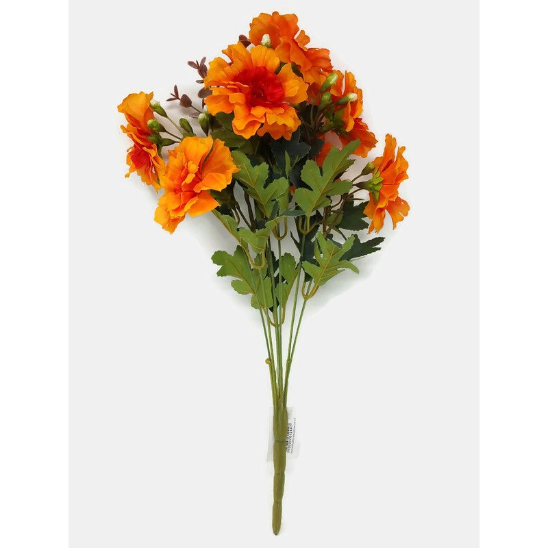 Orange Marigold Flower & Bud Bush x 44cm