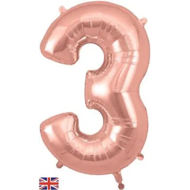 Rose Gold 34 Foil Balloon Number – 3