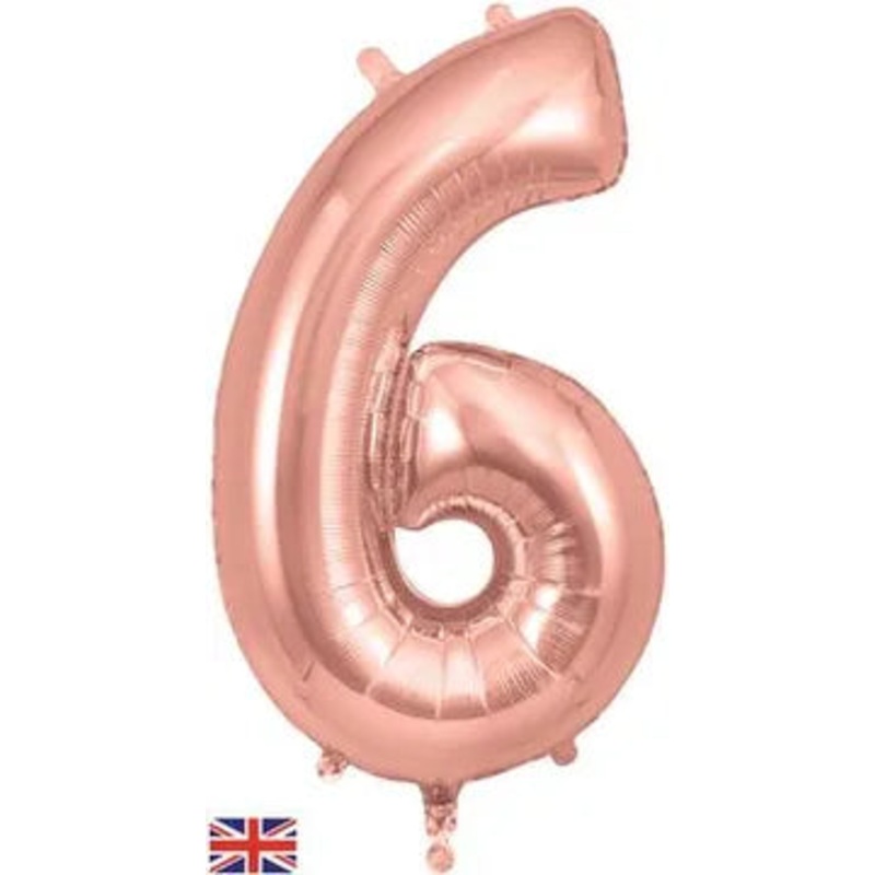 Rose Gold 34 Foil Balloon Number – 6