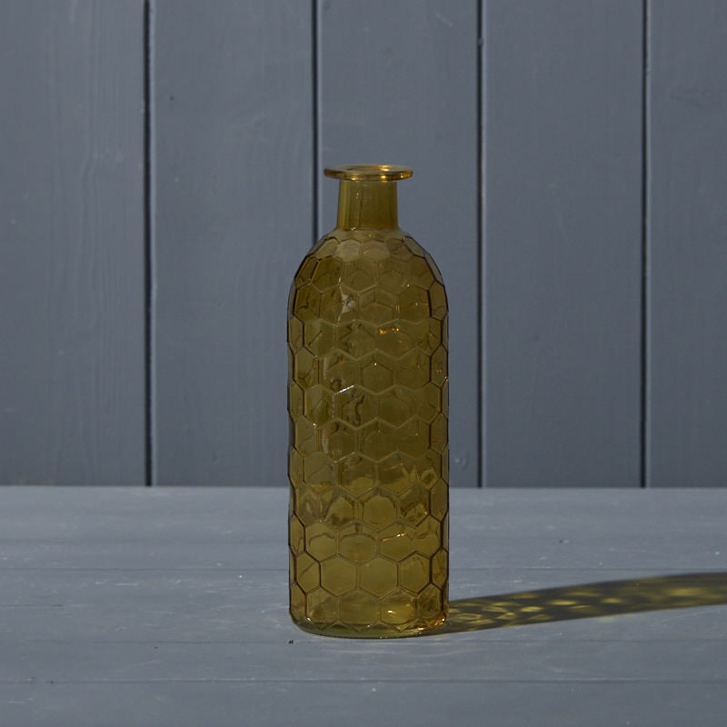 Yellow Honeycomb Glass Bottle gl44ye0306