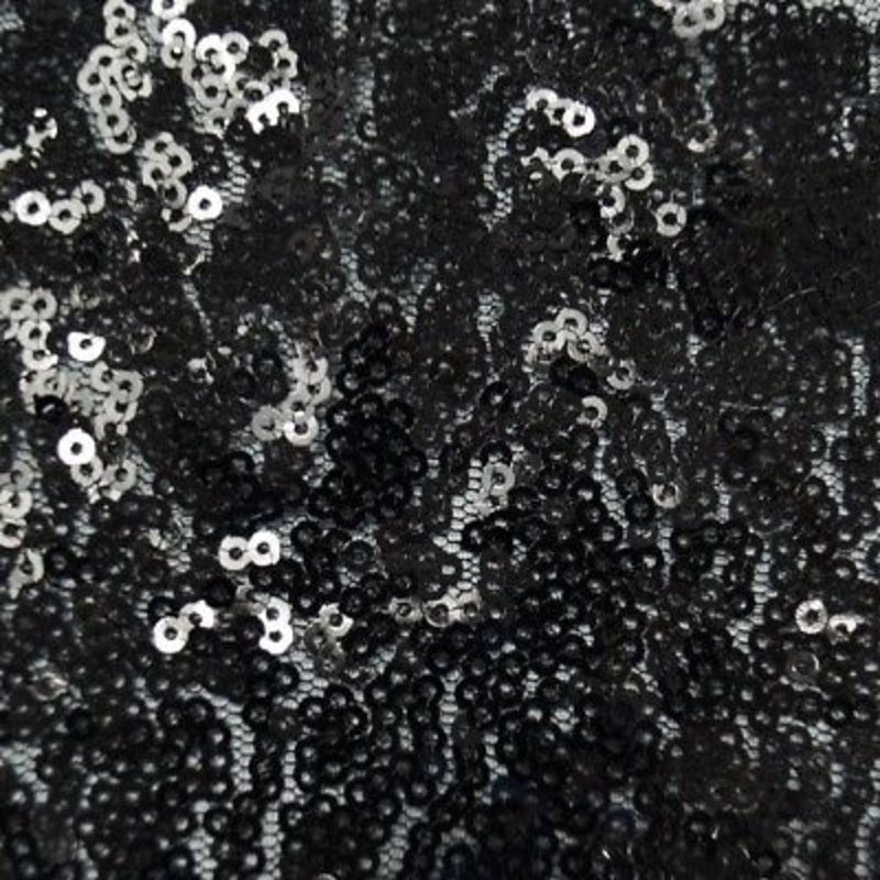 1 Metre Black All Over 3mm Sparkle Sequins Fabric