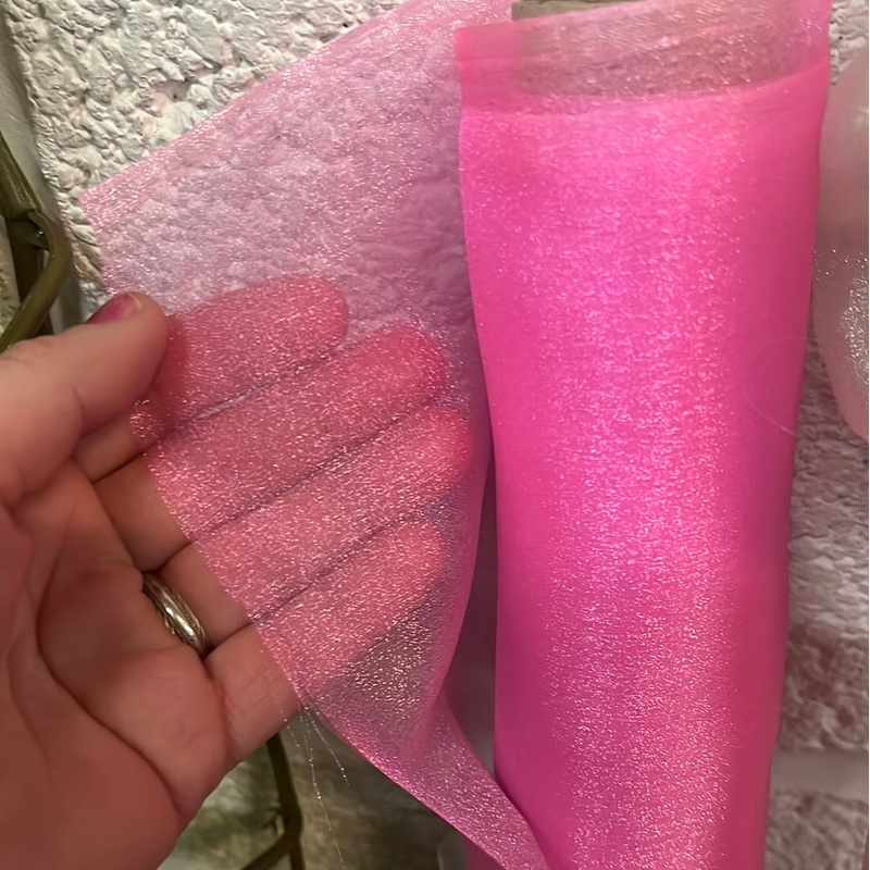 1 Metre Japanese Crystal Organza Fabric x 112cm / 44 – Bright Pink