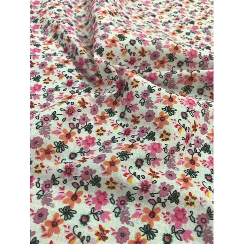 1m Pink Polycotton Floral Primrose Fabric x 112cm