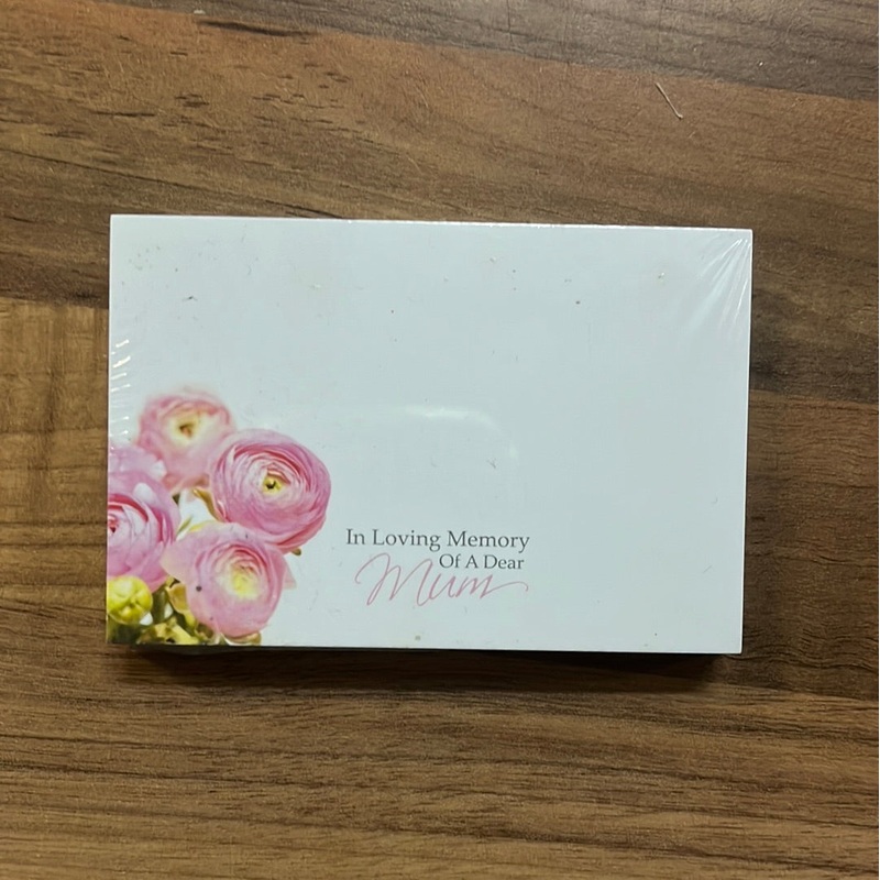 50 Florist Cards – In Loving Memory Dear Mum – Pink Ranunculus pos