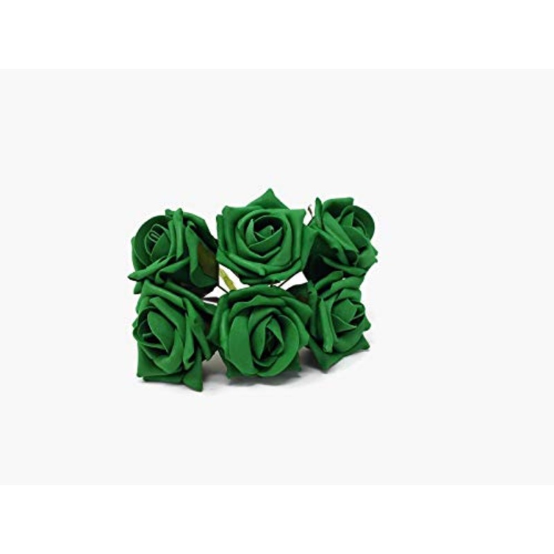 6 Head Foam Rose Bunch – Emerald