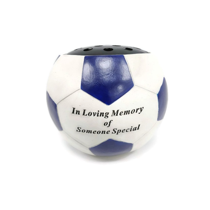 Dark Blue Memorial Football Flower Bowl – In Loving Memory of Someone Special DF17436