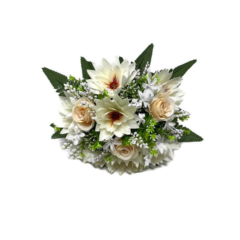 Water Lily, Rose & Snowball Flower Bush – Cream