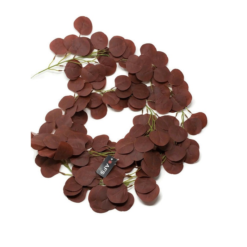 180cm Deep Autumn Red/Russet Brown Eucalyptus Garland