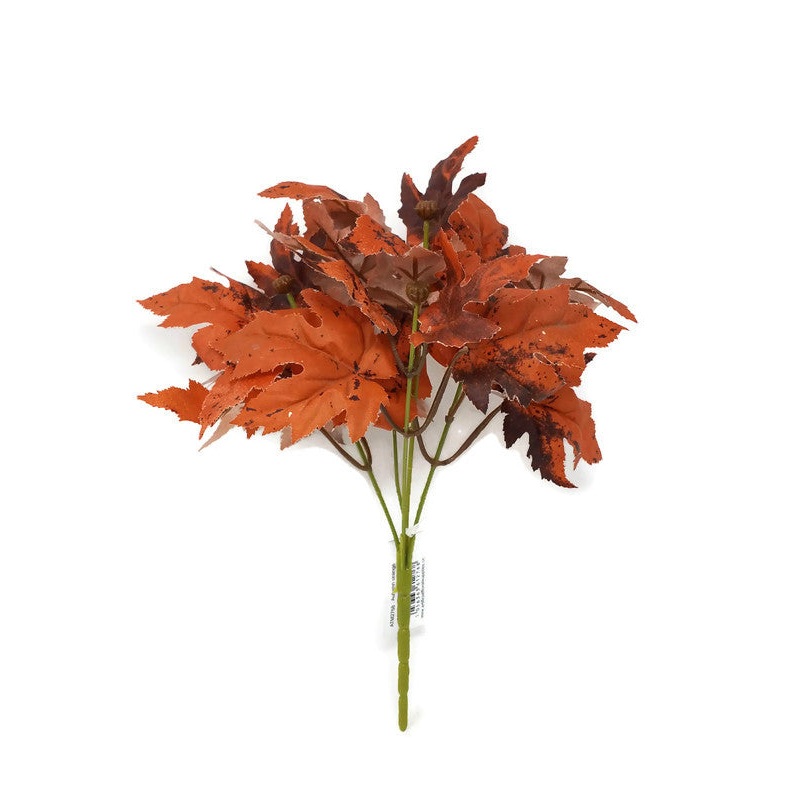 Autumn Maple Leaf Bush x 28cm – Orange & Brown
