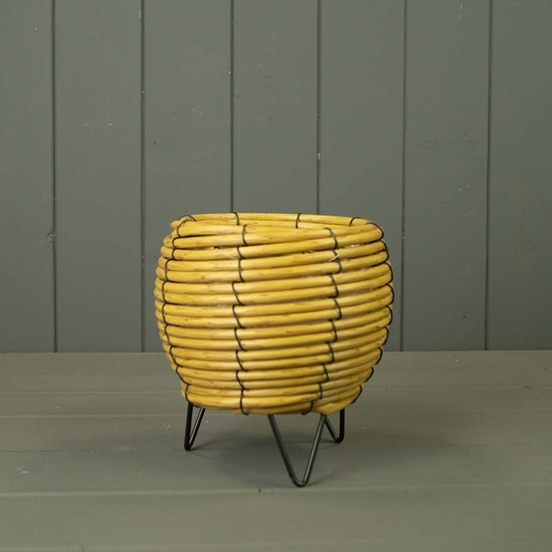 Bulbous Rattan Pot with Legs