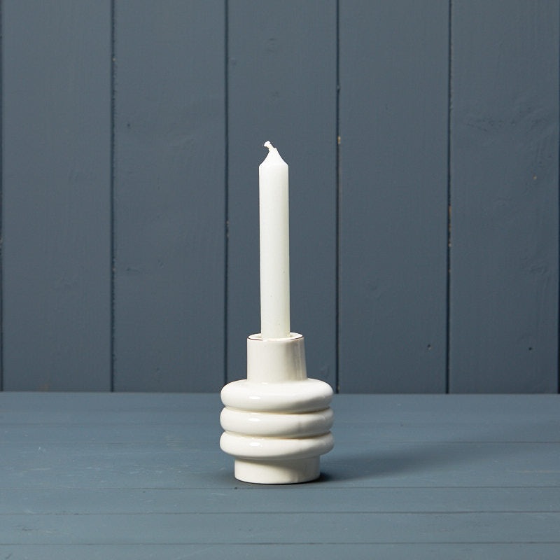 Ceramic Candle Holder 8.5cm – Soft White