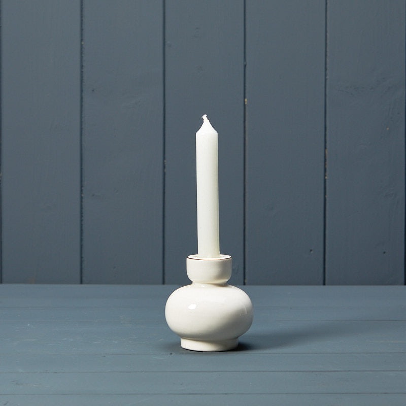 Ceramic Candle Holder 8cm – Soft White
