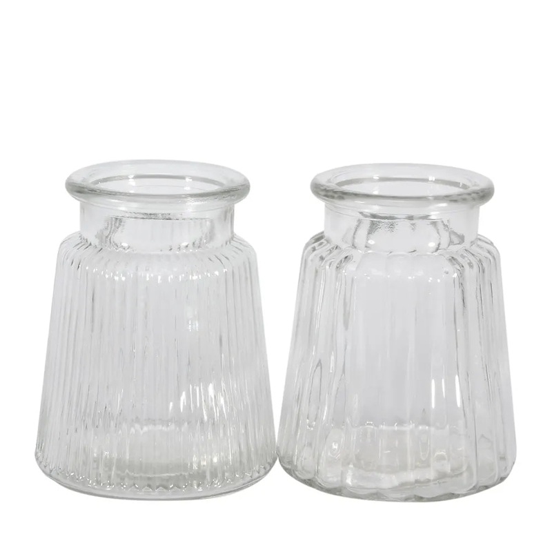 Oscar Clear Ribbed Vase – 12cm – One selected at random
