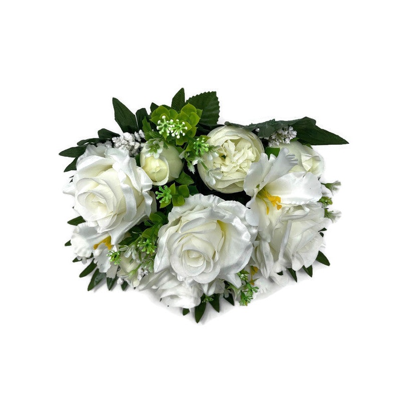 Rose Ranunculus Peony & Foliage Bush – Cream