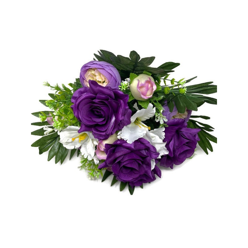 Rose Ranunculus Peony & Foliage Bush – Purple