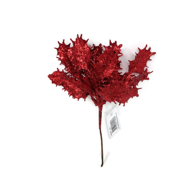 22cm Glittered Mini Holly Bush – Red
