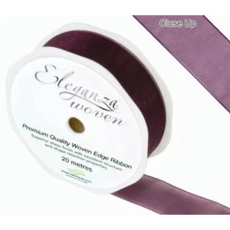 25mm Woven Edge Ribbon – Aubergine