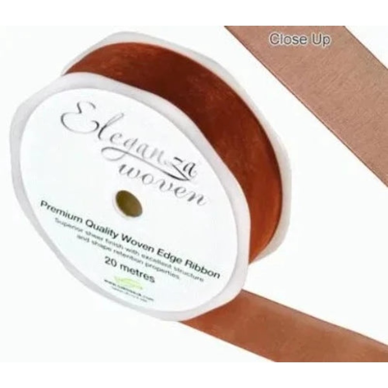 25mm Woven Edge  Ribbon – Copper