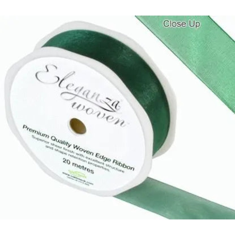 25mm Woven Edge  Ribbon – Green