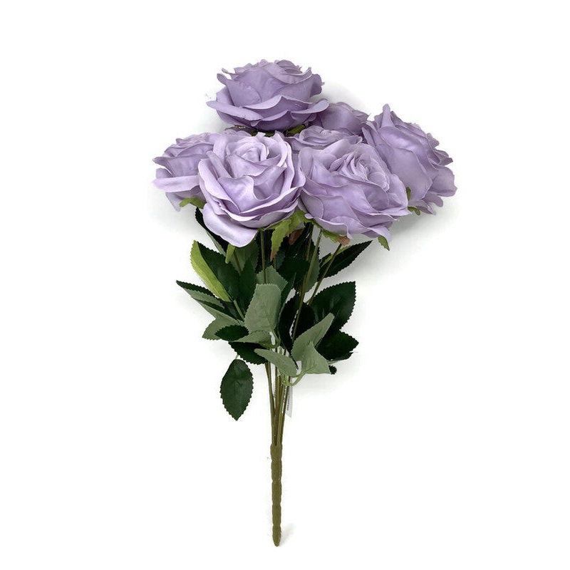 9 Head Open Rose Bush x 42cm – Lavender