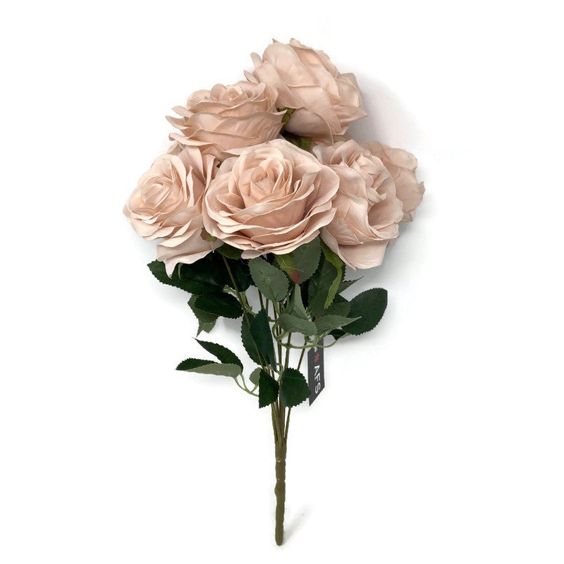 9 Head Open Rose Bush x 42cm – Nude