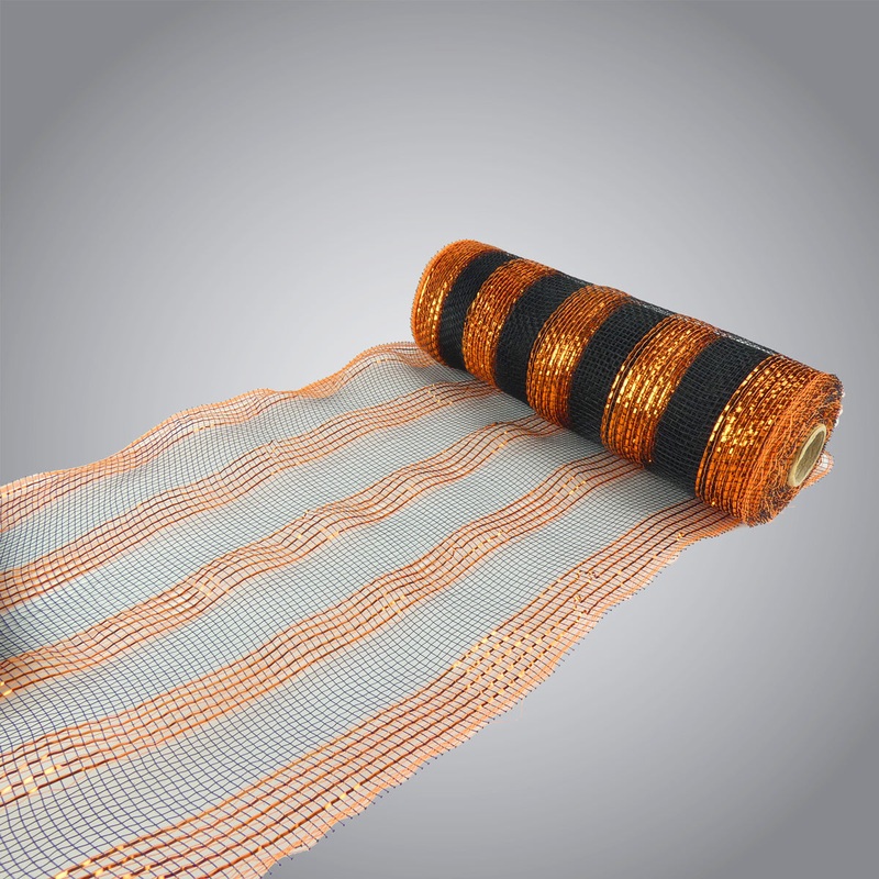 Deco Mesh 25cm x 9m (10yds) – Orange & Black