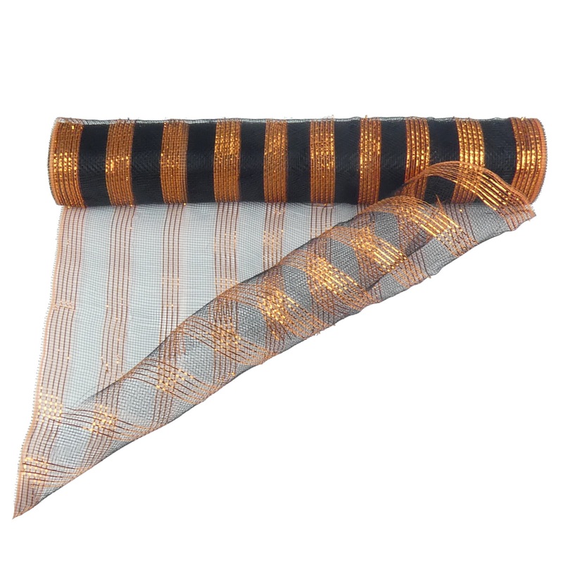 Deco Mesh 50cm x 10m (10yds) – Orange & Black