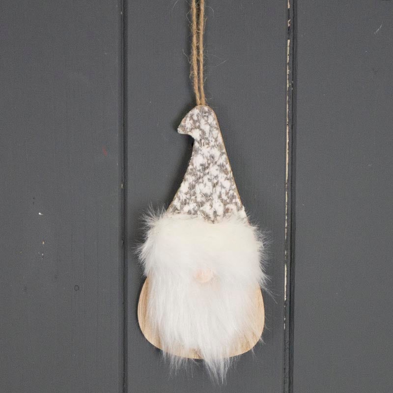 Hanging Wooden Winter Santa x 10cm