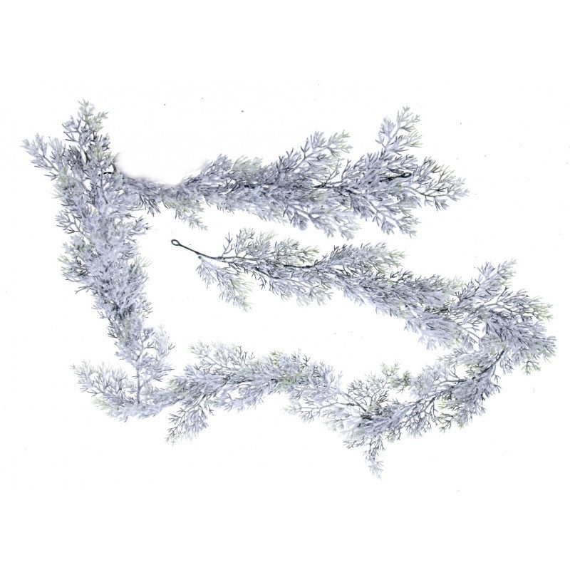 Snowy Cedar Garland – Green/White 180cm long GS1812