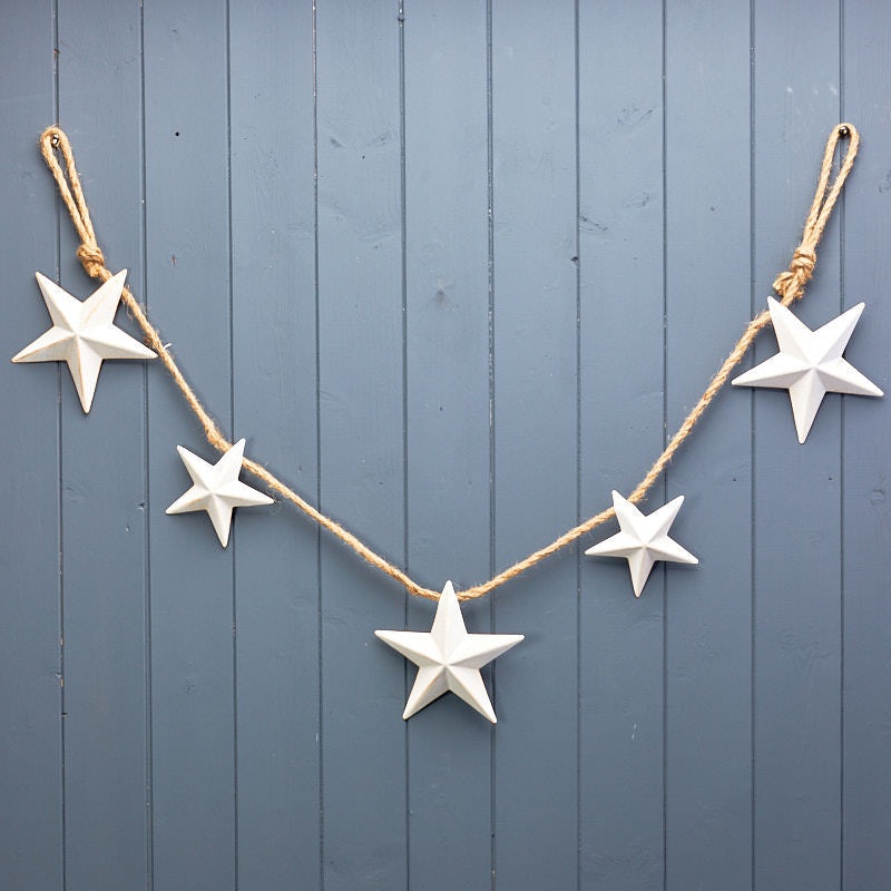 White Metal Star Garland (128cm)