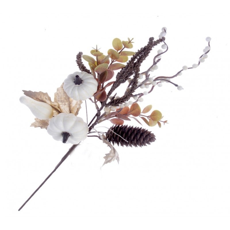 White Pumpkin Branch – White/Brown – 33cm long