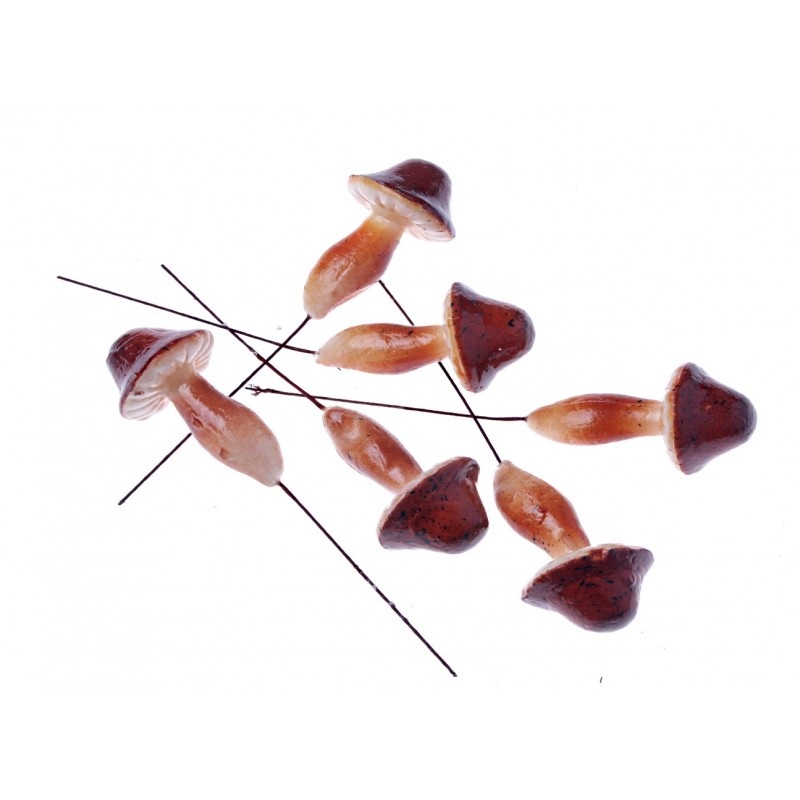 Woodland Mushroom Picks – Brown & White – 7.5cm x 4cm, 12 pcs per pk