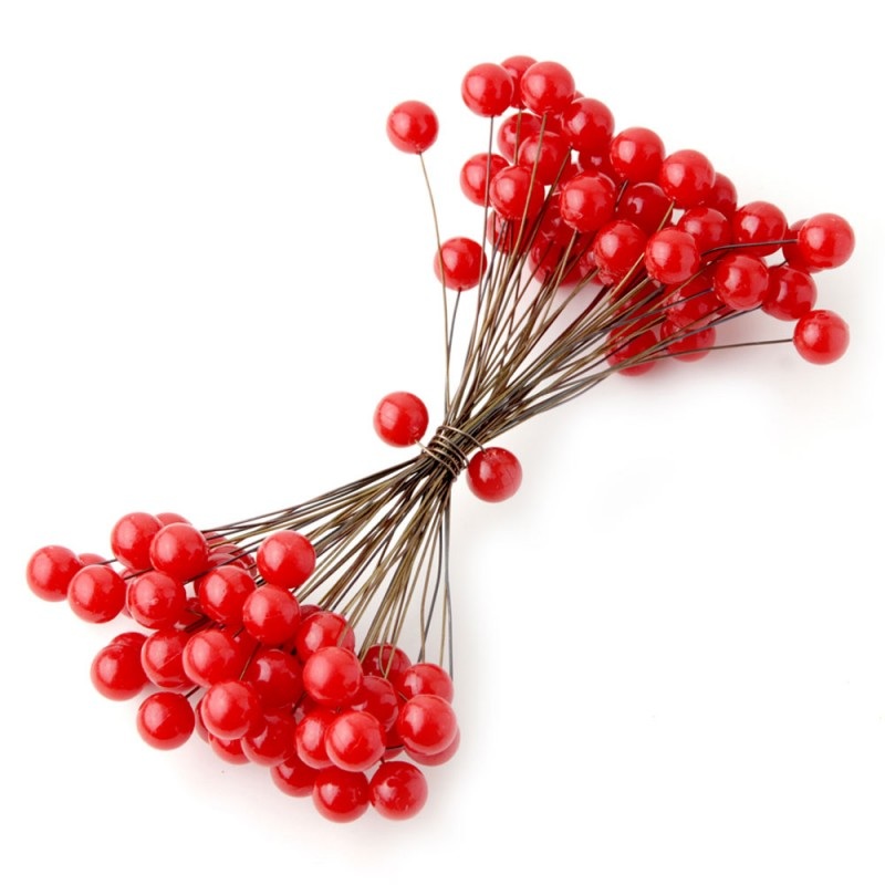 Double Ended Red Holly Berries – 50 wires with 100 heads