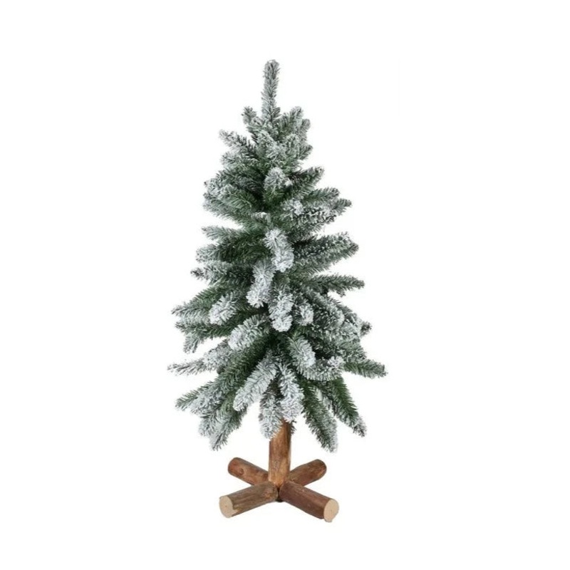 Oak Creek Flocked Artificial Pine Tree with Wooden Stand – 18inch/45cm Tall