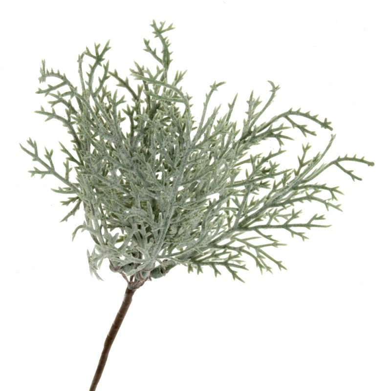 pos Frosty Foliage Pick – Green White – 19cm long