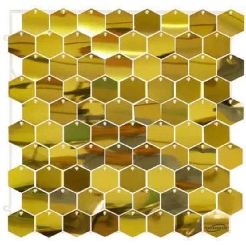 Sequin Wall Panel Hexagons 30cm x 30cm Metallic Light Gold (80 Hexagons)