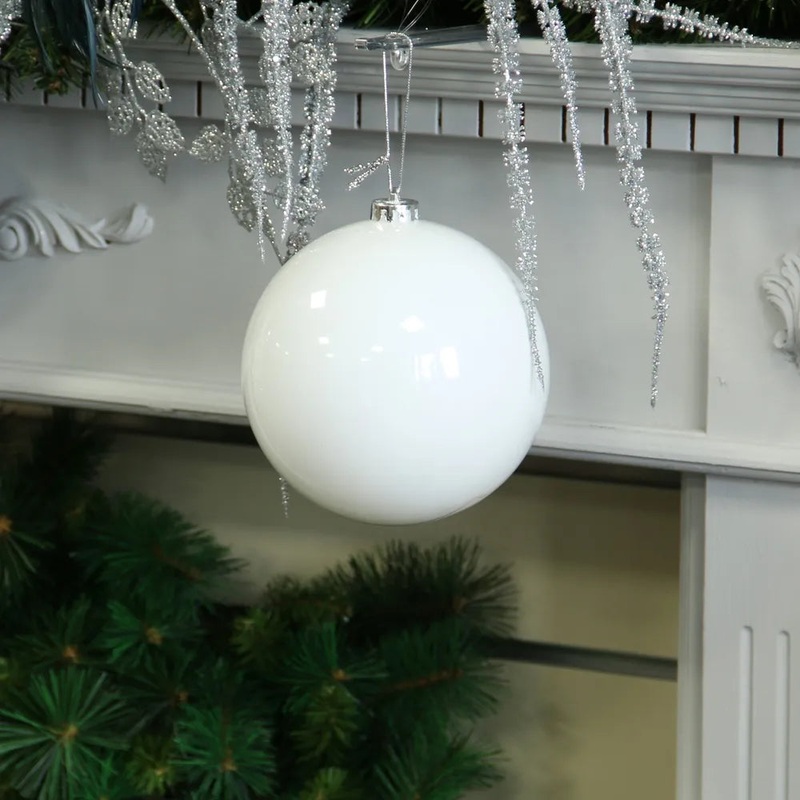 Shiny Shatterproof Bauble x 15cm – White