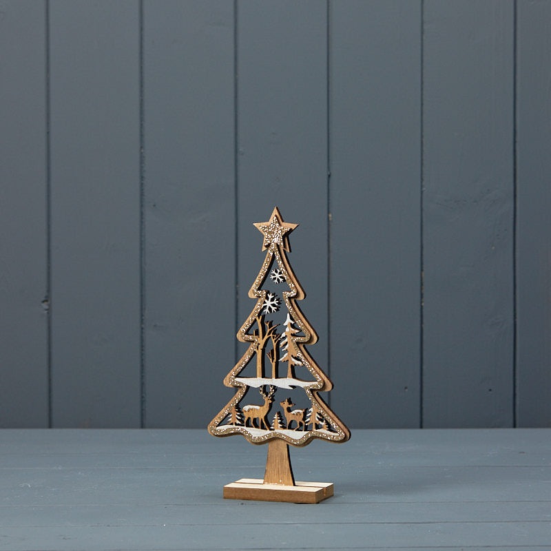 Wooden Glittery Tree x 22cm