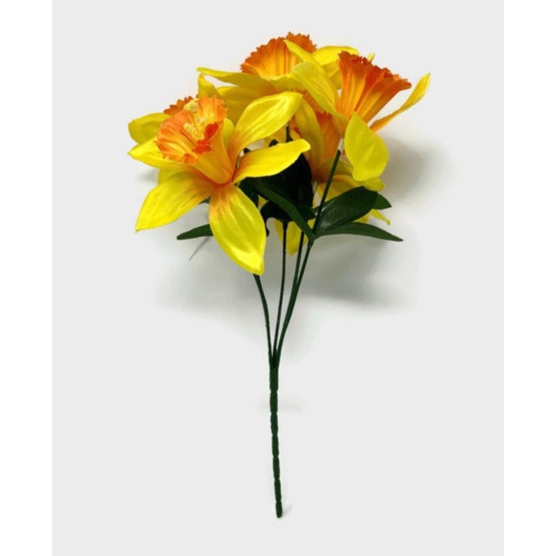 5 Head Yellow Daffodil Flower Bush x 32cm