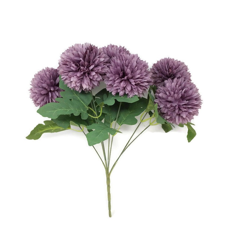 7 Head Spiky Chrysanthemum Bush x 32cm – Purple