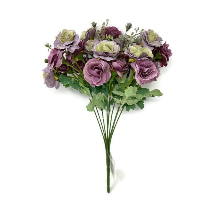 9 Stem Multiple Head Mini Rose Bush – Lilac & Green