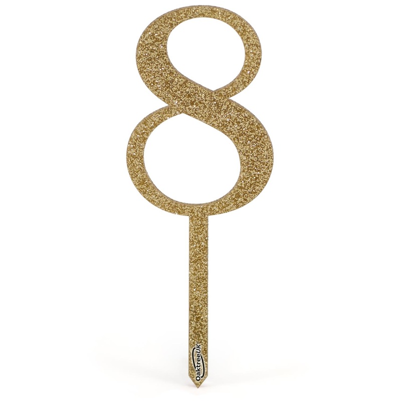 Acrylic Sparkling Fizz Gold Cake Topper No.8