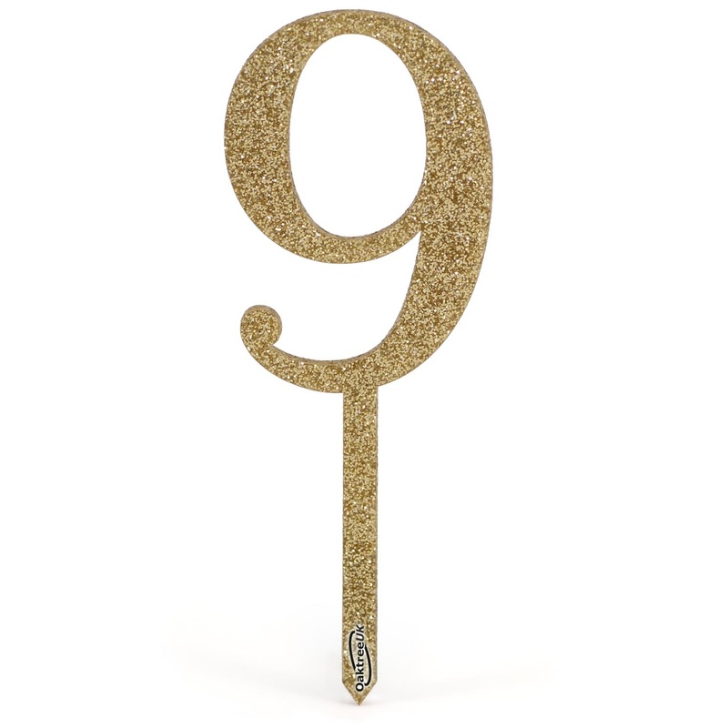 Acrylic Sparkling Fizz Gold Cake Topper No.9