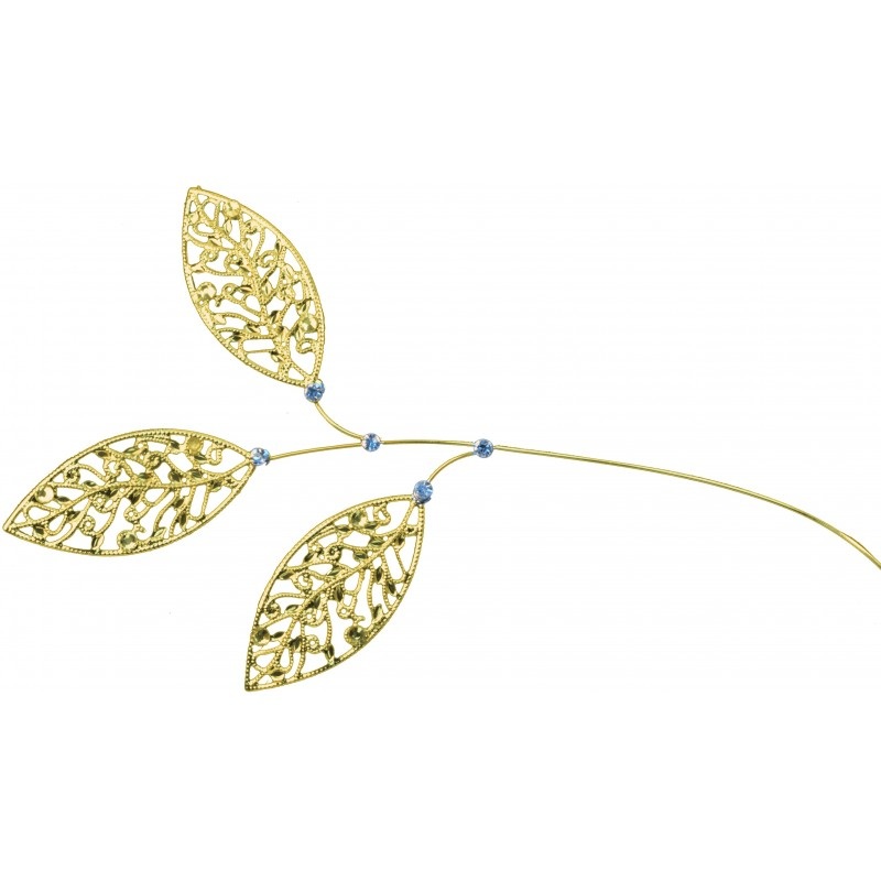 Lacy Leaves – Gold & Diamante – 23cm Long