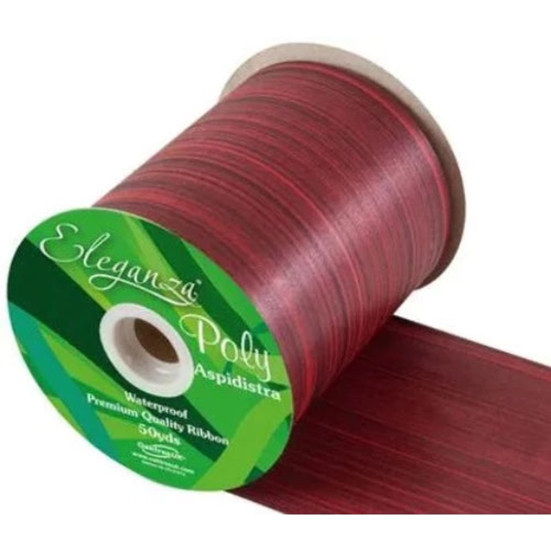 Poly Ribbon Aspidistra 100mm x 50yds Red