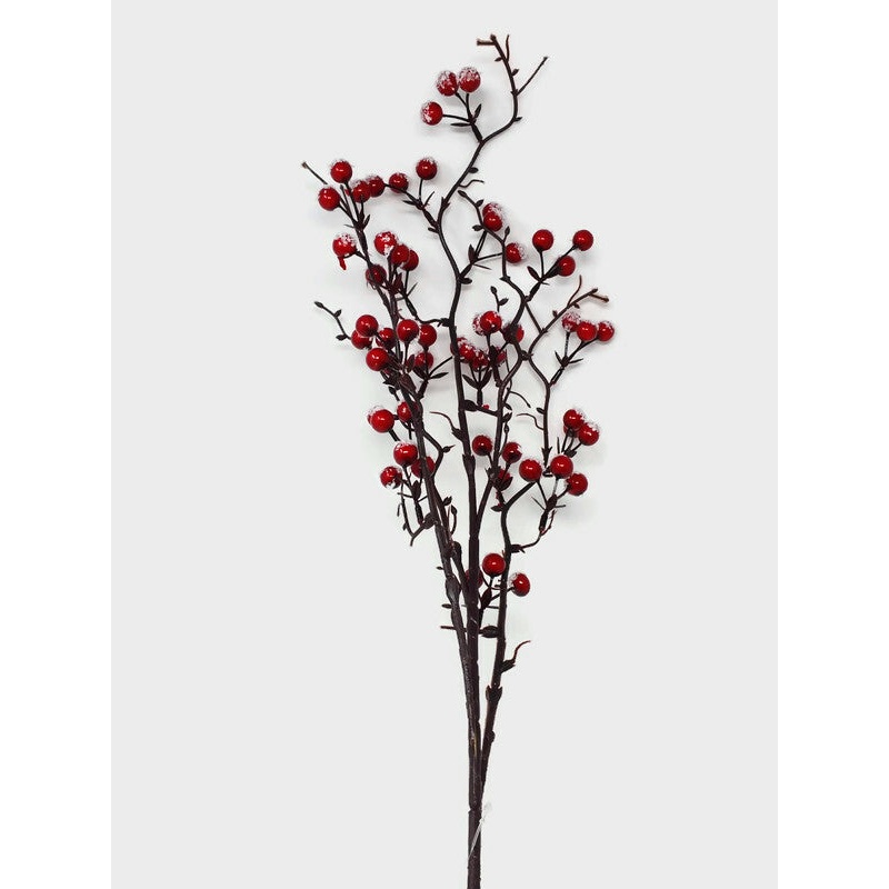Tall Snowy Red Berry Spray x 85cm