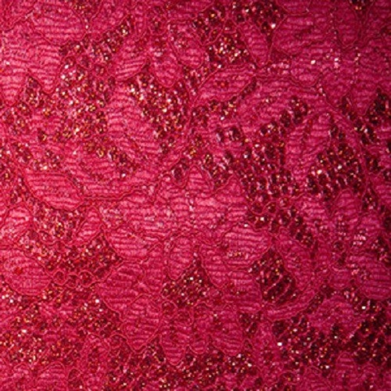 1 Metre Glitter Satin & Lace Fabric x 150cm – Wine