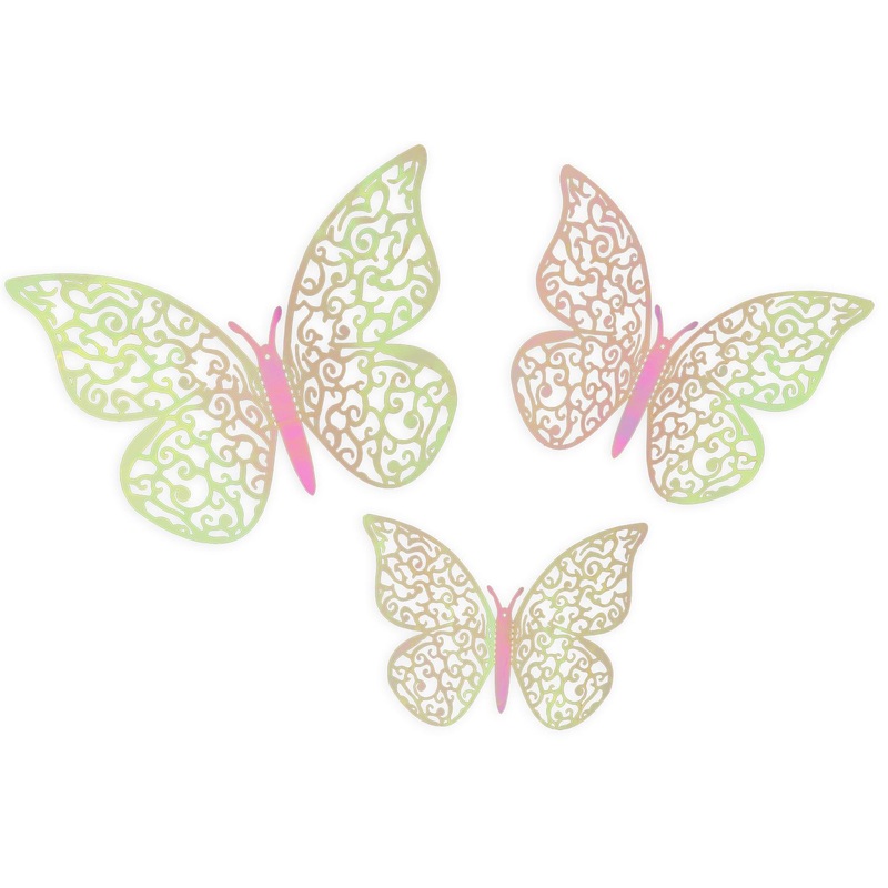 3D Adhesive Butterflies x 12 – Pink Iridescent